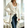 Ruffle Bell Sleeve Sweater Coat Wavy Asymmetrical Hem Solid Color Mid‑Long Knit Cardigan Coat - Beige XL | US 12