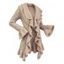 Ruffle Bell Sleeve Sweater Coat Wavy Asymmetrical Hem Solid Color Mid‑Long Knit Cardigan Coat - Noir M | US 6