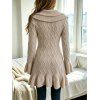 Ruffle Bell Sleeve Sweater Coat Wavy Asymmetrical Hem Solid Color Mid‑Long Knit Cardigan Coat - café XL | US 12