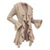 Ruffle Bell Sleeve Sweater Coat Wavy Asymmetrical Hem Solid Color Mid‑Long Knit Cardigan Coat - café XXL | US 14