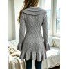 Ruffle Bell Sleeve Sweater Coat Wavy Asymmetrical Hem Solid Color Mid‑Long Knit Cardigan Coat - Gris Clair S | US 4