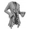 Ruffle Bell Sleeve Sweater Coat Wavy Asymmetrical Hem Solid Color Mid‑Long Knit Cardigan Coat - Gris Clair XXL | US 14