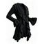 Ruffle Bell Sleeve Sweater Coat Wavy Asymmetrical Hem Solid Color Mid‑Long Knit Cardigan Coat - Noir M | US 6