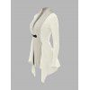 Cable Knit Asymmetrical Cardigan Plain Color Buckle Long Sleeve Cardigan - Abricot S