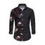Men's Gothic Shirt Skulls Rose Floral Print Colorblock Button Up Long Sleeve Shirt - Noir M