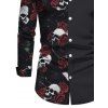 Men's Gothic Shirt Skulls Rose Floral Print Colorblock Button Up Long Sleeve Shirt - Noir M