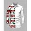 Men's Christmas Shirt Colorblock Elk Geometric Snowflake Christmas Tree Print Long Sleeve Button Up Shirt - Blanc 2XL