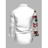 Men's Christmas Shirt Colorblock Elk Geometric Snowflake Christmas Tree Print Long Sleeve Button Up Shirt - Blanc 2XL