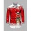 Men's Christmas Shirt Elk Snowflake Ombre Print Button Up Long Sleeve Shirt - Rouge S