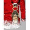 Men's Christmas Shirt Elk Snowflake Ombre Print Button Up Long Sleeve Shirt - Rouge S