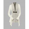 Cable Knit Asymmetrical Cardigan Plain Color Buckle Long Sleeve Cardigan - Abricot M | US 6