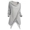Solid Color Top Slant Neck Fringed Irregular Shawl Style Knit Top - Gris Clair S | US 4