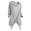 Solid Color Top Slant Neck Fringed Irregular Shawl Style Knit Top - Gris Clair S | US 4