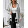 Solid Color Top Slant Neck Fringed Irregular Shawl Style Knit Top - Gris Clair S | US 4