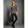 Women Outfit Textured Heather Faux Twinset Top and Zipper Buckle Leggings Set - Gris S | US 4