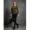 Women Outfit Textured Heather Faux Twinset Top and Grommet Leggings Set - ARMY GREEN S | US 4