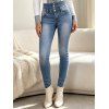 Jean skinny avec braguette boutonnée et poche, taille haute, pantalon long en denim - Bleu clair XXL | US 12