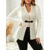 Cable Knit Asymmetrical Cardigan Plain Color Buckle Long Sleeve Cardigan - Abricot XXL