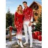 Christmas Couple Outfit Ombre Snowflake Print Round Neck Bodycon Maxi Dress and Long Sleeve Shirt Set - Rouge S | US 4