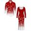 Christmas Couple Outfit Ombre Snowflake Print Round Neck Bodycon Maxi Dress and Long Sleeve Shirt Set - Rouge S | US 4