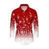 Christmas Couple Outfit Ombre Snowflake Print Round Neck Bodycon Maxi Dress and Long Sleeve Shirt Set - Rouge S | US 4