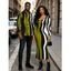 Vintage Couple Outfit Colorblock Wave Striped Print Round Neck Bodycon Maxi Dress and Long Sleeve Shirt Set - Vert Armée S | US 4