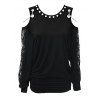 Gothic Top Grommet Chain Embellishment Lace Panel Sleeve Cold Shoulder Punk Style Top - Noir S | US 4