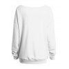 Cute Halloween Sweatshirt Ghost Pumpkin Bat Spider Web Print Skew Neck Long Sleeve Top - Blanc S | US 4