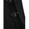 Gothic Flare Pants See Thru Lace Panel Buckle High Waist Solid Color Long Pants - Noir XXL | US 14