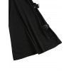 Gothic Flare Pants See Thru Lace Panel Buckle High Waist Solid Color Long Pants - Noir XXL | US 14