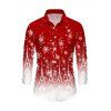 Men's Christmas Shirt Ombre Snowflake Print Button Up Long Sleeve Shirt - Rouge 2XL