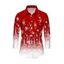 Men's Christmas Shirt Ombre Snowflake Print Button Up Long Sleeve Shirt - Rouge 2XL