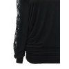 Gothic Women Outfit Grommet Chain Embellishment Lace Panel Sleeve Cold Shoulder Top and Pants Punk Style Set - Noir S | US 4