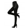 Gothic Women Outfit Grommet Chain Embellishment Lace Panel Sleeve Cold Shoulder Top and Pants Punk Style Set - Noir S | US 4