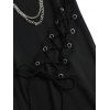Gothic Women Outfit Grommet Chain Embellishment Lace Panel Sleeve Cold Shoulder Top and Pants Punk Style Set - Noir S | US 4