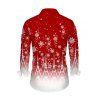 Christmas Couple Outfit Ombre Snowflake Print Foldover Off the Shoulder Top and Long Sleeve Shirt Set - Rouge S | US 4