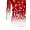 Christmas Couple Outfit Ombre Snowflake Print Foldover Off the Shoulder Top and Long Sleeve Shirt Set - Rouge S | US 4