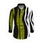 Men's Vintage Shirt Colorblock Wave Striped Print Button Up Long Sleeve Shirt - Vert Armée S