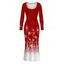 Christmas Dress Ombre Snowflake Print Round Neck Long Sleeve Bodycon Maxi Dress - Rouge XXL | US 14