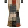 Vintage Dress Colorblock Plaid Patchwork Print Round Neck Long Sleeve Bodycon Maxi Dress - multicolor A M | US 6