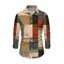 Men's Vintage Shirt Colorblock Plaid Patchwork Print Button Up Long Sleeve Shirt - multicolor A M