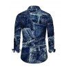 Vintage Couple Outfit Faux Denim Print Round Neck Bodycon Maxi Dress and Long Sleeve Shirt Set - Bleu profond S | US 4