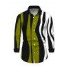 Vintage Couple Outfit Colorblock Wave Striped Print Round Neck Bodycon Maxi Dress and Long Sleeve Shirt Set - Vert Armée S | US 4