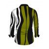 Vintage Couple Outfit Colorblock Wave Striped Print Round Neck Bodycon Maxi Dress and Long Sleeve Shirt Set - Vert Armée S | US 4