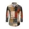 Vintage Couple Outfit Colorblock Plaid Patchwork Print Round Neck Bodycon Maxi Dress and Long Sleeve Shirt Set - multicolor A S | US 4