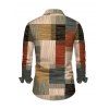 Vintage Couple Outfit Colorblock Plaid Patchwork Print Round Neck Bodycon Maxi Dress and Long Sleeve Shirt Set - multicolor A S | US 4