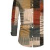 Vintage Couple Outfit Colorblock Plaid Patchwork Print Round Neck Bodycon Maxi Dress and Long Sleeve Shirt Set - multicolor A S | US 4