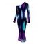Vacation Dress Abstract Brush Stroke Print Skew Neck Mesh Bodycon Dress - multicolor XXL | US 14