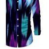 Men's Vacation Shirt Abstract Brush Stroke Print Button Up Long Sleeve Shirt - multicolor 3XL