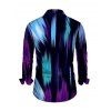 Men's Vacation Shirt Abstract Brush Stroke Print Button Up Long Sleeve Shirt - multicolor 3XL